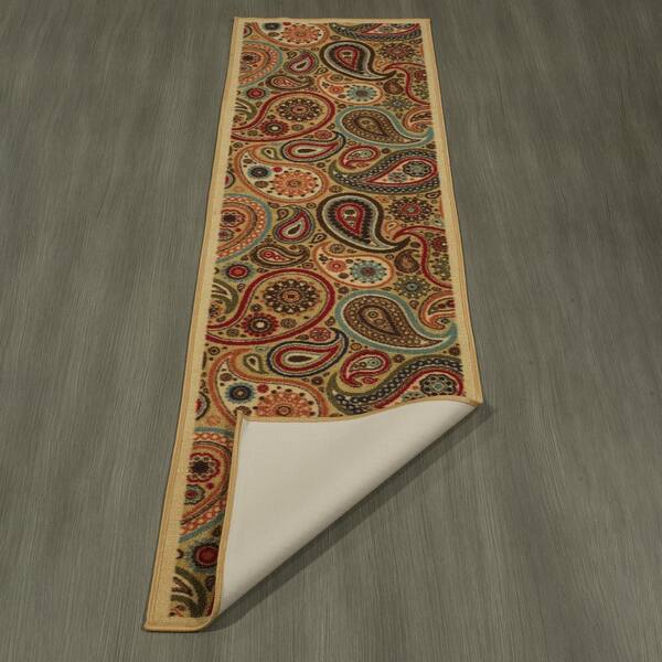 Paisley Design Multi-color Area Rug and Runners Non-Slip/ No Skid