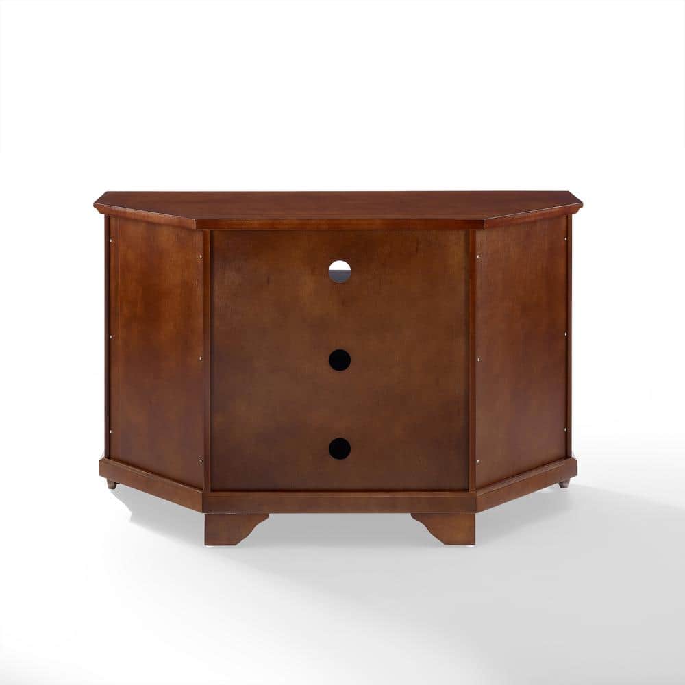 Vintage Mahogany Corner TV Stand with Glass Doors