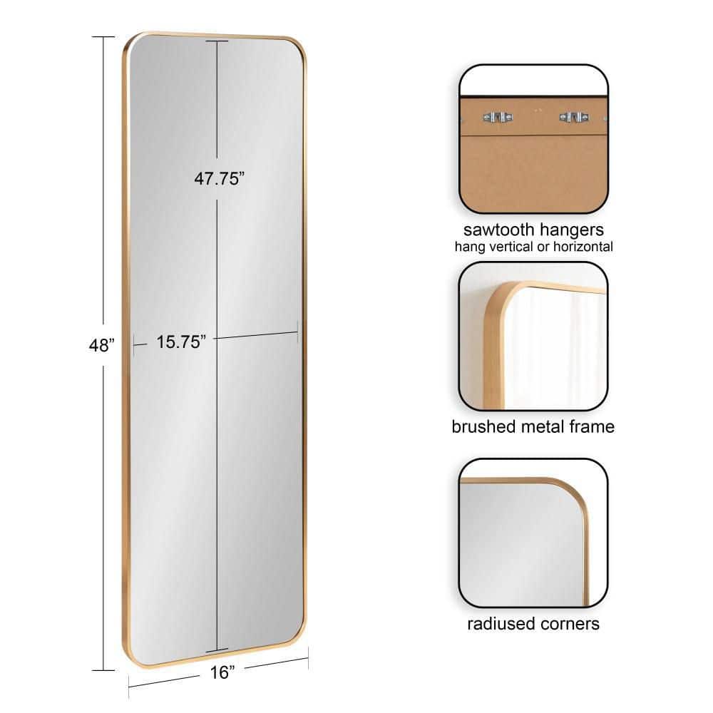 Zayda 48" Gold Aluminum Rectangular Wall Mirror