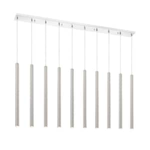 Forest 5-Watt 10-Light Integrated LED Chrome Shaded Chandelier with Brushed Nickel Steel Shade
