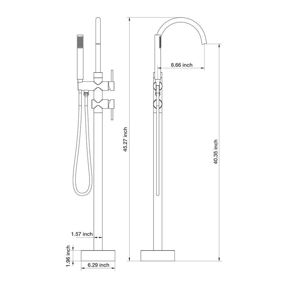 Brushed Nickel Freestanding Tub Filler with Hand Shower