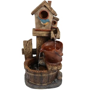 26 in. Bluebird House and Buckets Outdoor Water Fountain
