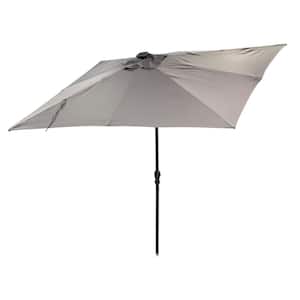 9 ft. x 7 ft. Rectangle Aluminum Solar Market Patio Umbrella in Gray