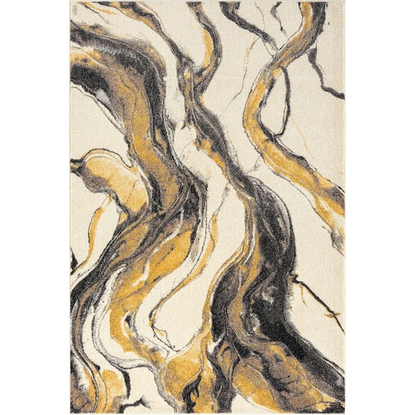 Laguna Grey 4 ft. x 6 ft. Modern Polypropylene Area Rug