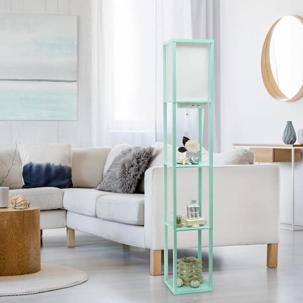 Simple Designs Aqua Modern Organizer Column Floor Lamp