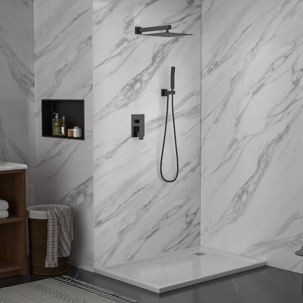 2-Spray Patterns with 1.8 GPM 10 in. Wall Mount Dual Shower Heads in Oil Rubbed Bronze