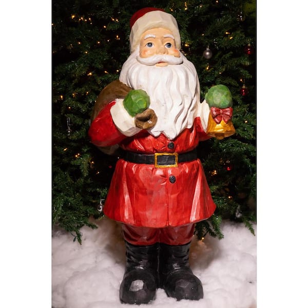 Alpine Corporation 45 in. Santa Clause and Bell Statue