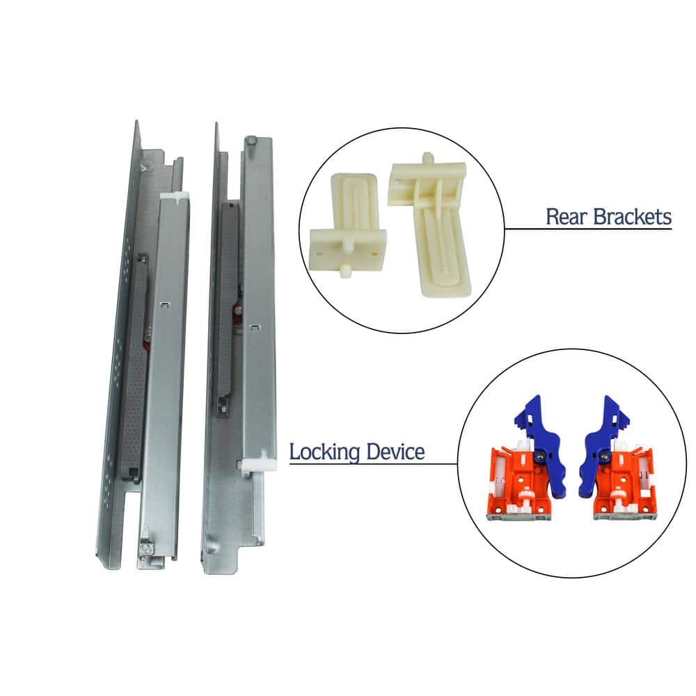 Berta 18 inch Soft Close Full Extension Under Mount Drawer Slide with Screws (10 Pairs)