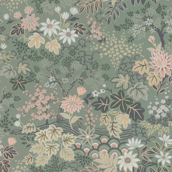 Advantage Green Vesper Moss Forest Floral Wallpaper Sample