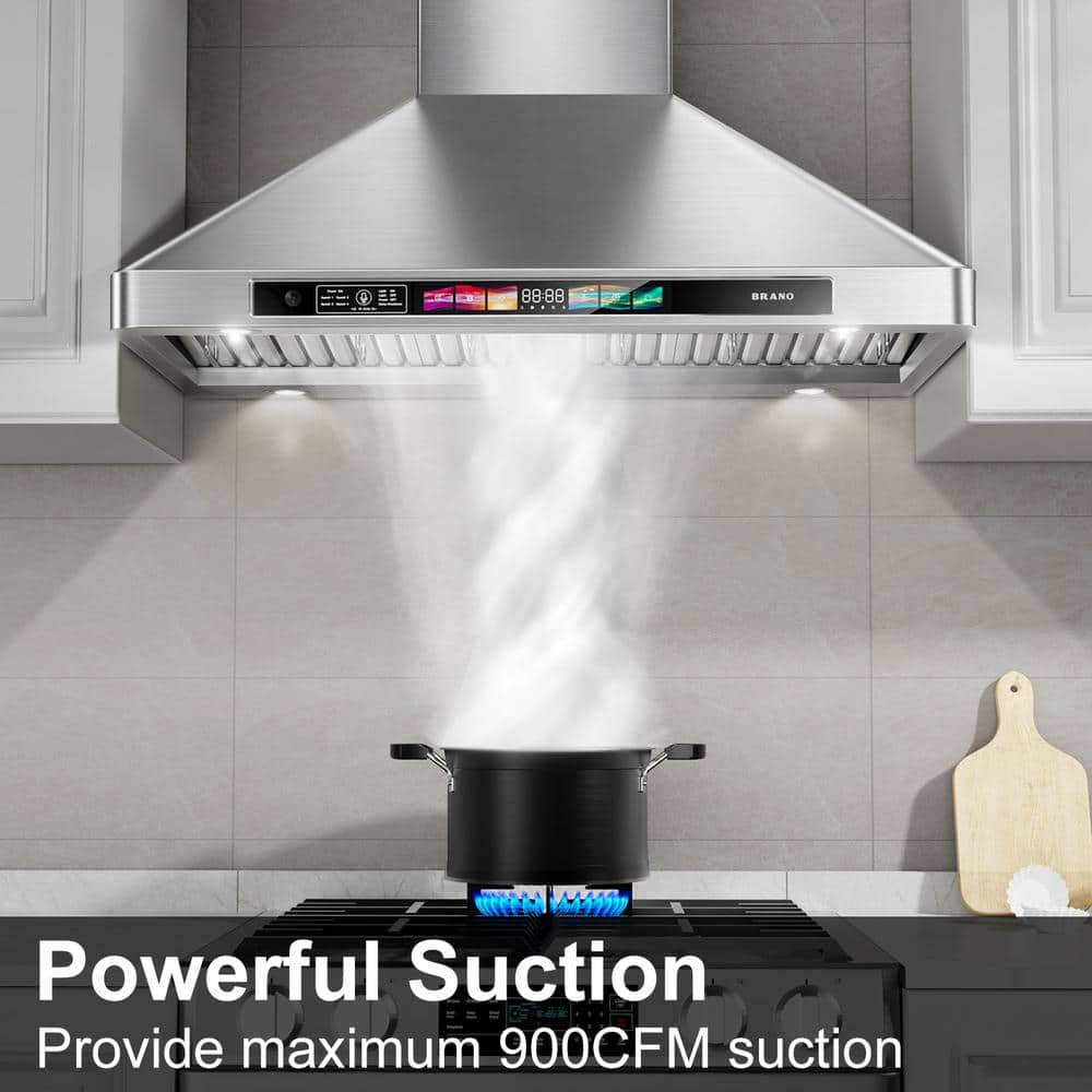 30 Inch Stainless Steel Convertible Wall Mounted Range Hood with Touch Control