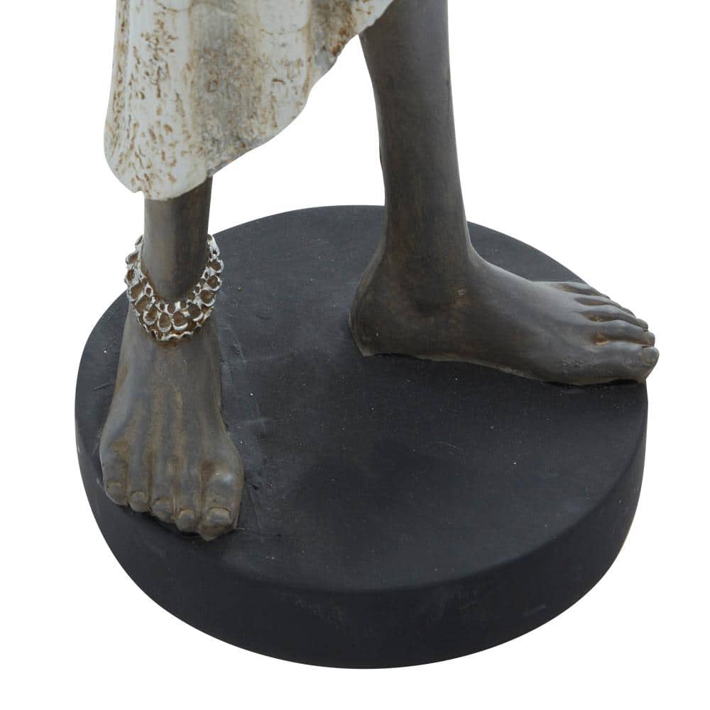 Elegant Trio of Polystone African Woman Sculptures in White