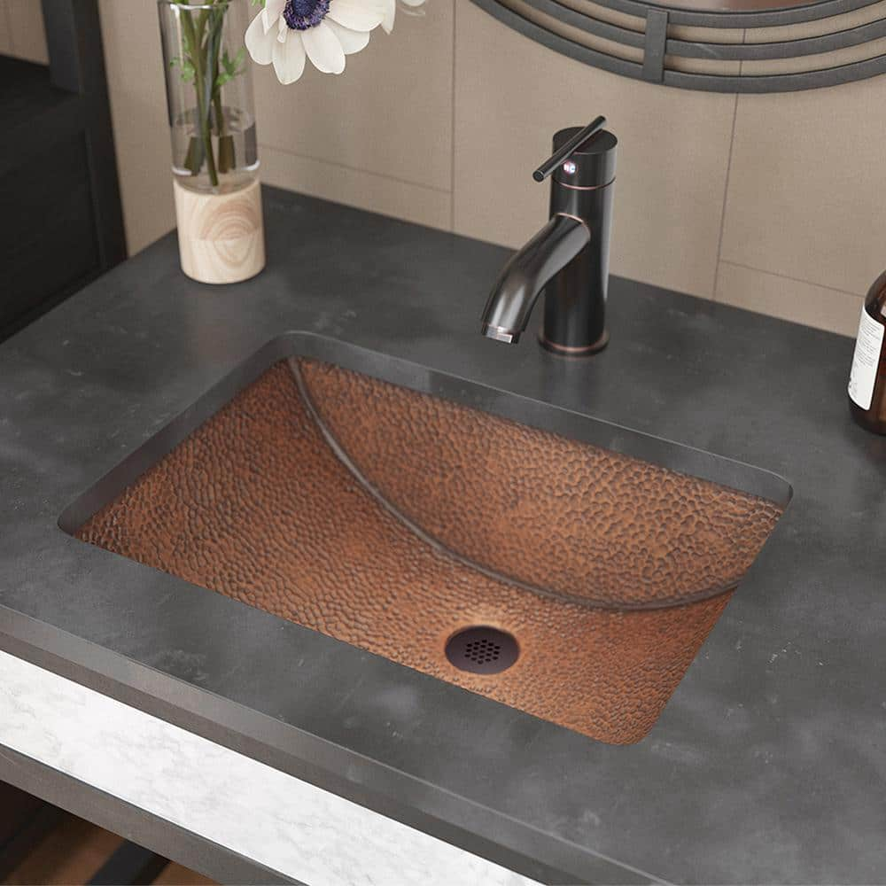 Rene Undermount Bathroom Sink In Copper With Grid Drain In Oil Rubbed Bronze R4 1006 Gd Orb The Home Depot