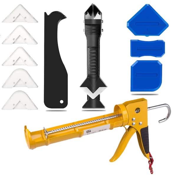 10:1 Thrust Ratio Caulk Gun Kit for 10 oz. Tubes with Sealant Finishing Tool, Grout Scraper, Remover, Set