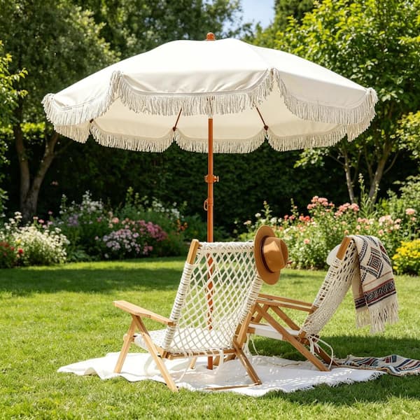 fringe patio umbrella Safavieh Milan 9Ft Crank Outdoor Push Button Tilt A beach and camping patio umbrella with a 7ft diameter Garden Umbrella Black – with