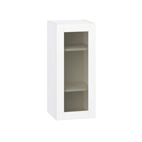 Timberline 15 in. W x 14 in. D x 35 in. H Assembled Glass Door Wall Kitchen Cabinet in Bright White