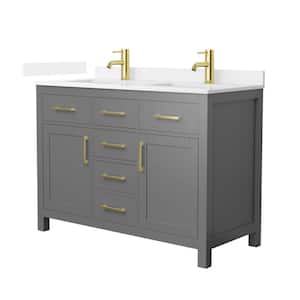 Beckett 48 in. Double Freestanding Dark Gray Bath Vanity with White Quartz Top