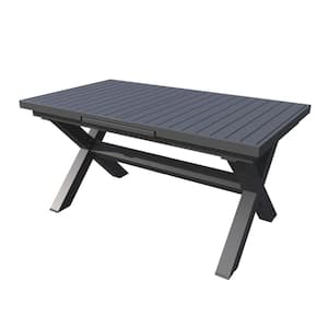 Strong Dark Gray Metal 29.5 in. Height Outdoor Patio Bistro Table with Extension