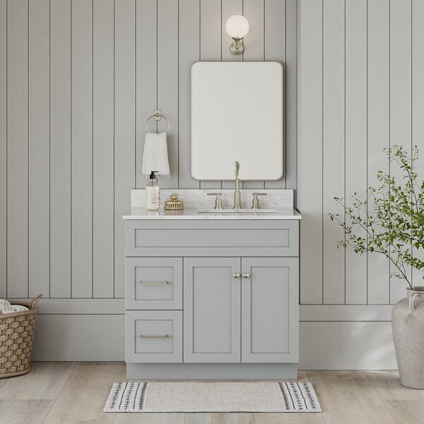 ARIEL Hamlet 37 In. W X 22 In. D X 35.25 In. H Bath Vanity In Grey With ...