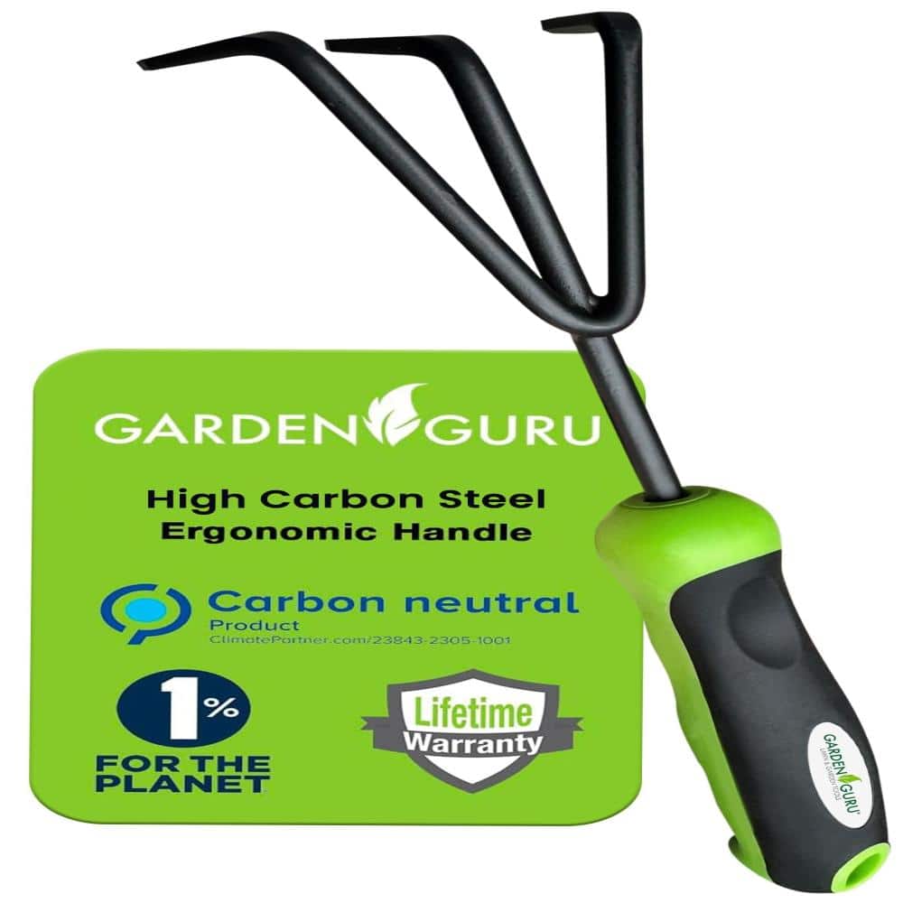 GARDEN GURU High Carbon Steel Hand Cultivator Rake with Ergonomic ...
