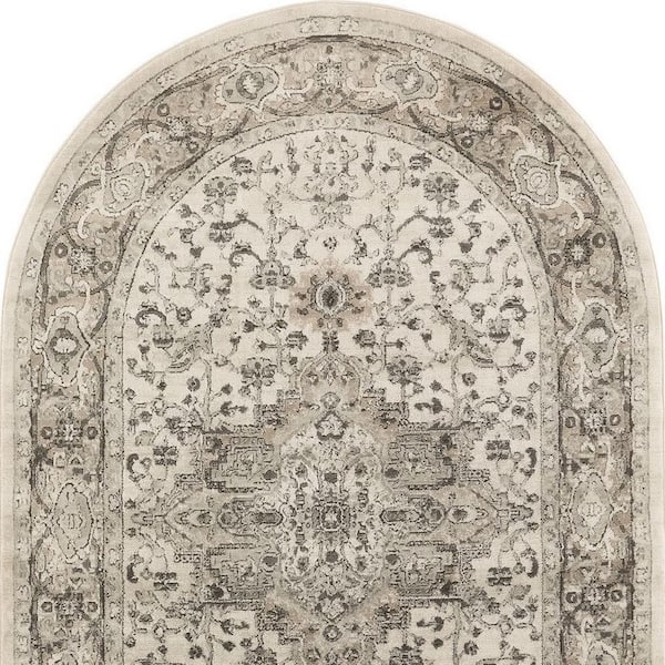 6 X 9 Gray and Ivory Medallion Power Loom Distressed Area Rug