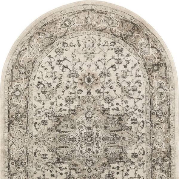 6 ft. x 9 ft. Gray and Ivory Medallion Power Loom Distressed Area Rug