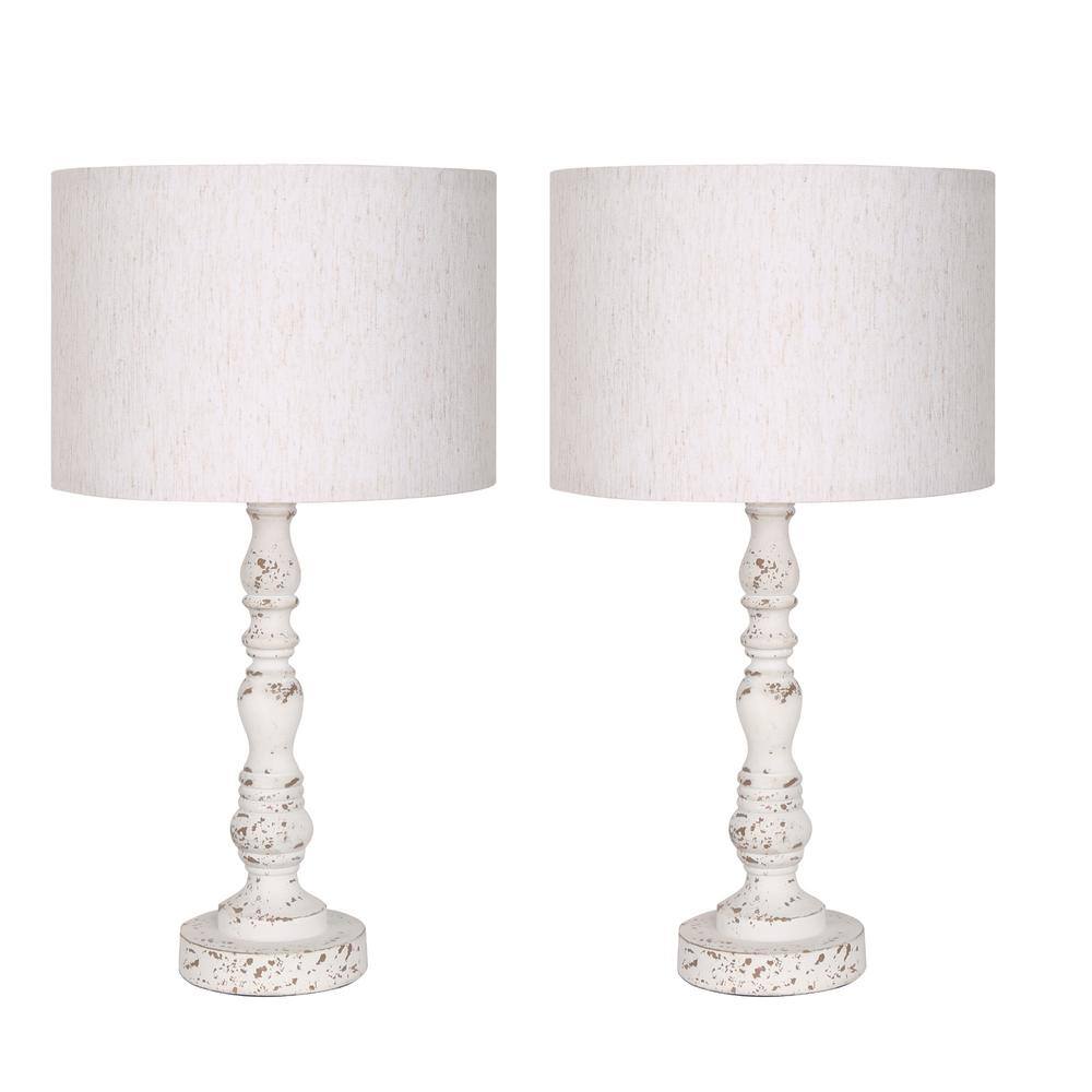 Pia Ricco 21.25 in. 1 Light Beige Table Lamp Set with shade (Set of 2 ...