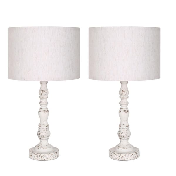 Pia Ricco 21.25 in. Beige Table Lamp Set with Shade and Hardware Included (Set of 2)