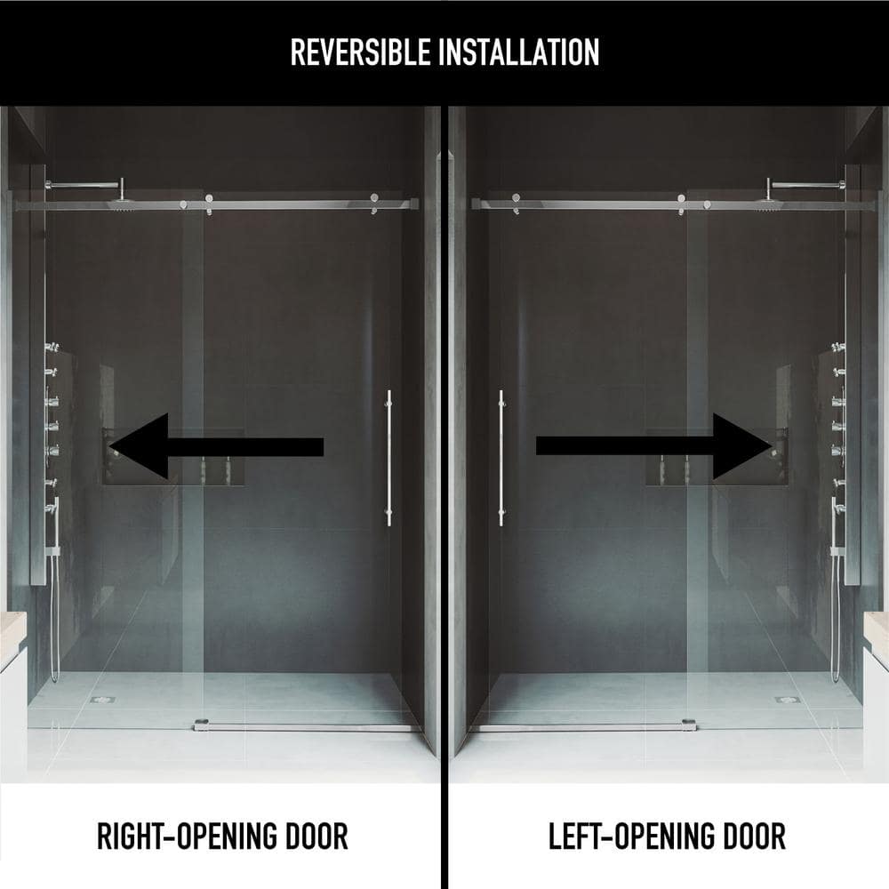 Luca 60" Frameless Sliding Shower Door with Clear Tempered Glass