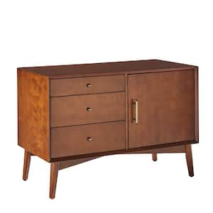 Landon 40 in. Mahogany Rectangle Wood Console Table with Drawers