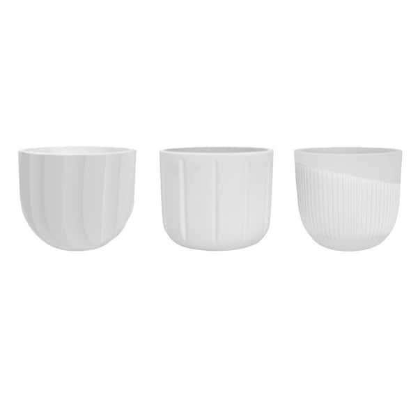 FLORIDIS Spello 6 in. x 6 in. White Polyethylene Resin Cachepot (3-Pack)