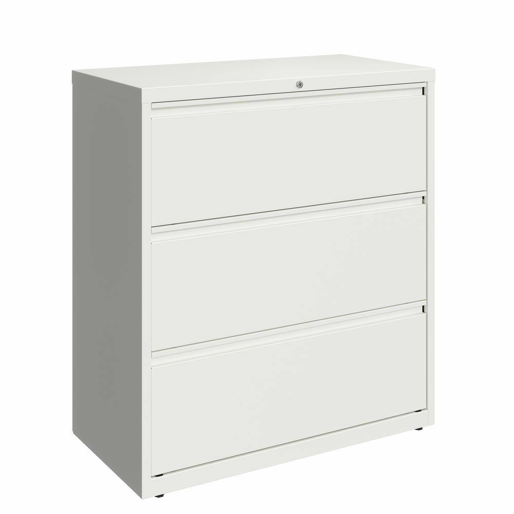 White Steel 36" 3-Drawer Lockable Lateral Filing Cabinet