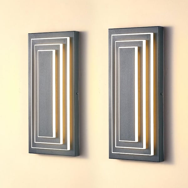 15.7 in. 1-Light Black Wall Sconce, Outdoor Wall Light Fixtures for Exterior & Interior, LED Wall Lighting (2 Pack)