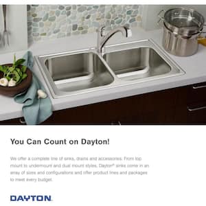 Dayton 33 in. 4-Hole Double Bowl Drop In Stainless Steel Kitchen Sink, 22 Gauge