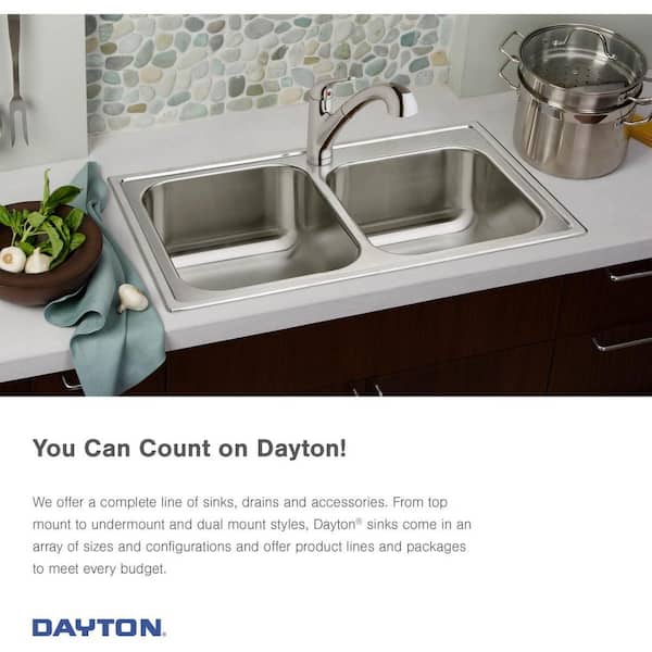 Dayton 33 in. Drop-in Double Bowl 22-Gauge Satin Stainless Steel Kitchen Sink Only