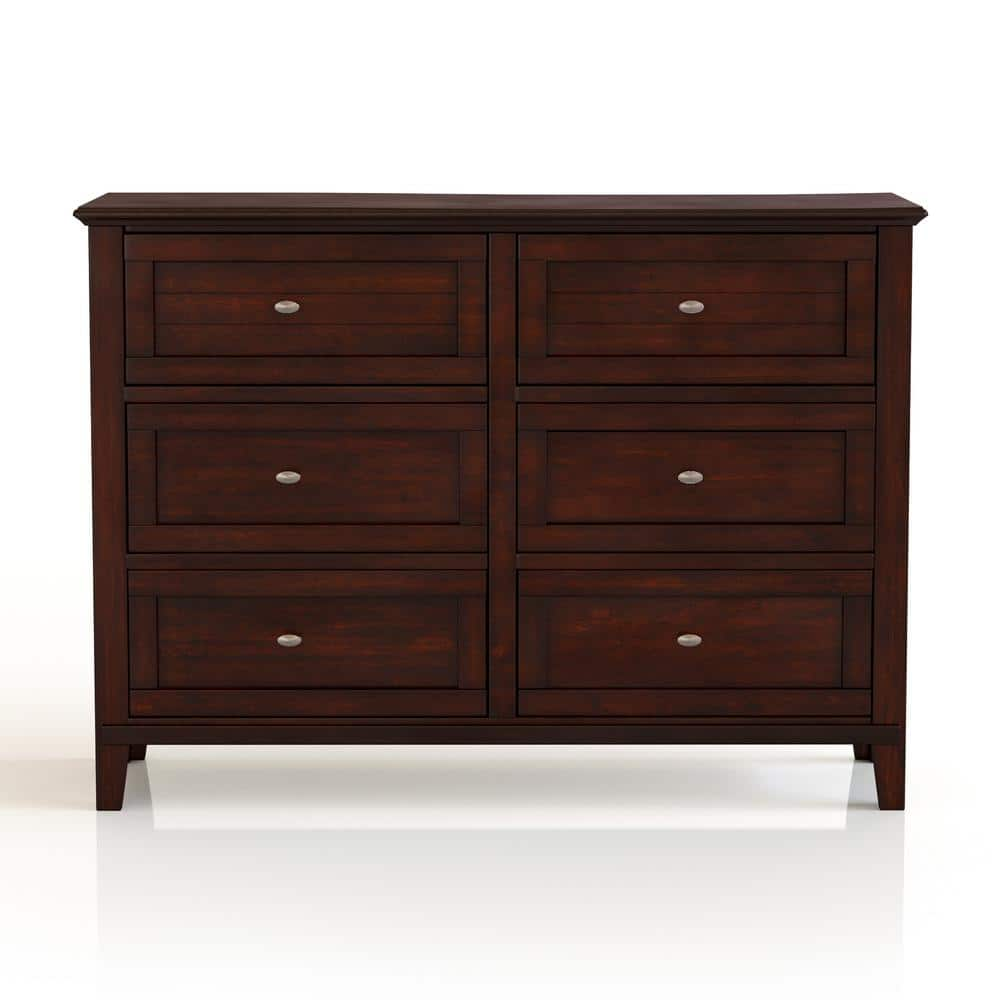 Polibi Solid Wood 6 Drawer Double Dresser in Dark Brown (mirror not  included) RS-SW6DDD - The Home Depot