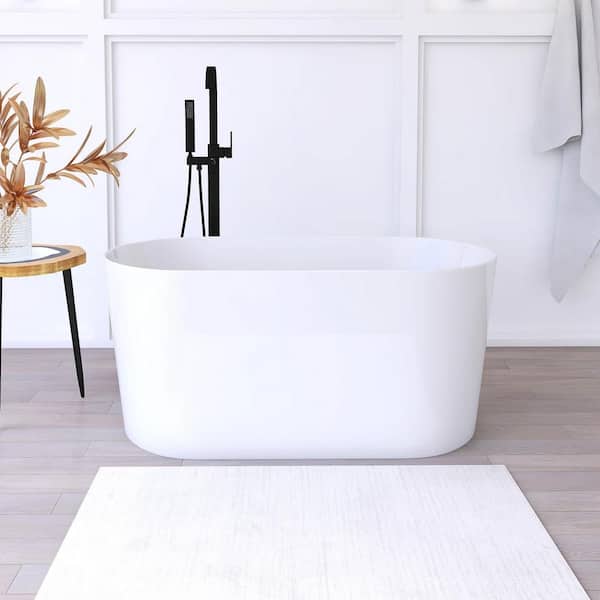 51 in. x 28 in. Acrylic Freestanding Flatbottom Soaking Bathtub in Glossy White