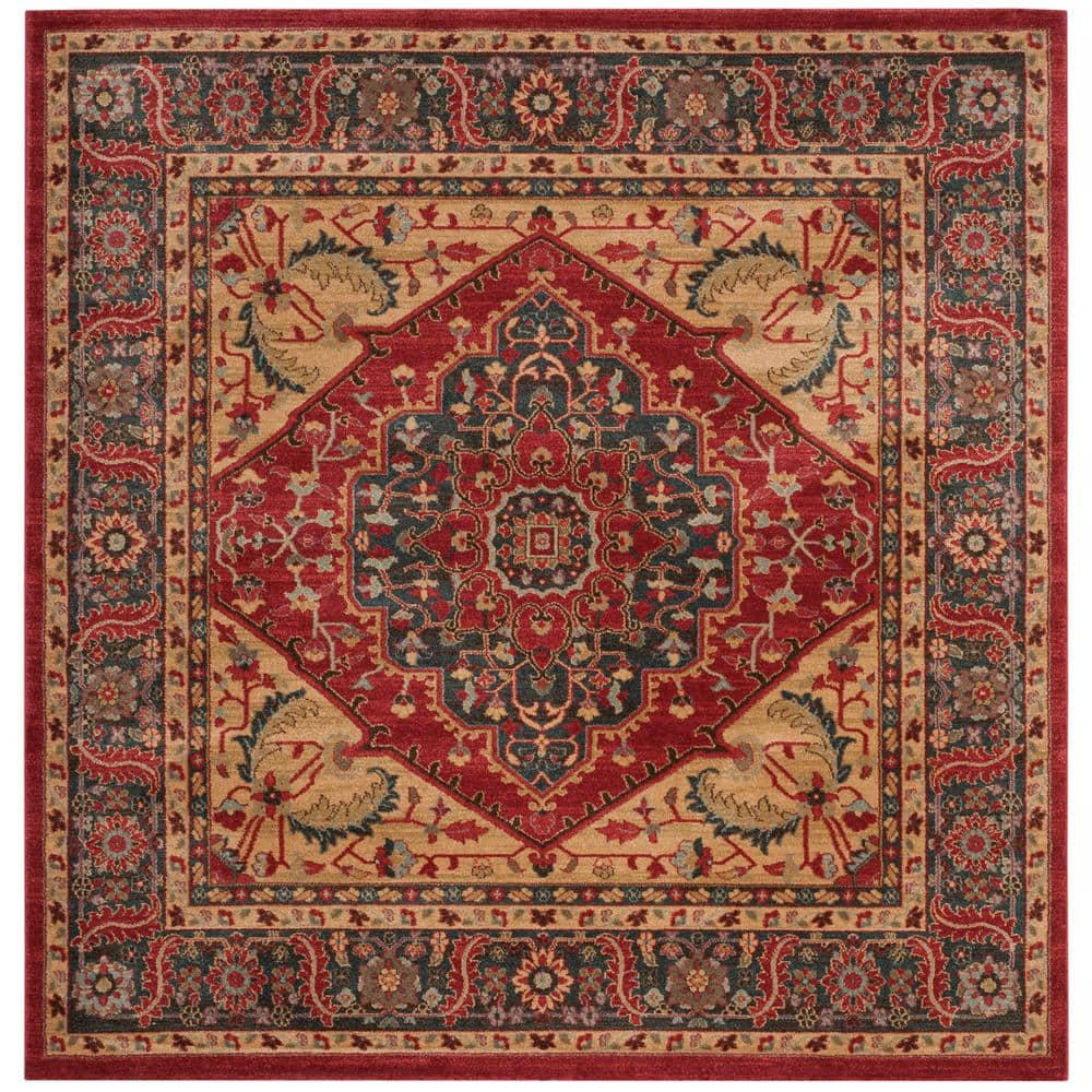 Mahal Navy/Red 7 ft. x 7 ft. Square Medallion Border Area Rug price history on PriceWatchPro