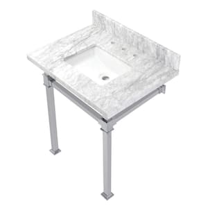 Monarch Marble White Console Sink Basin and Leg Combo in Chrome