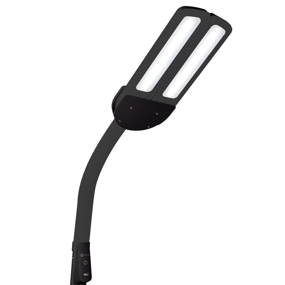 Black Adjustable LED Floor Lamp with USB Charging Port