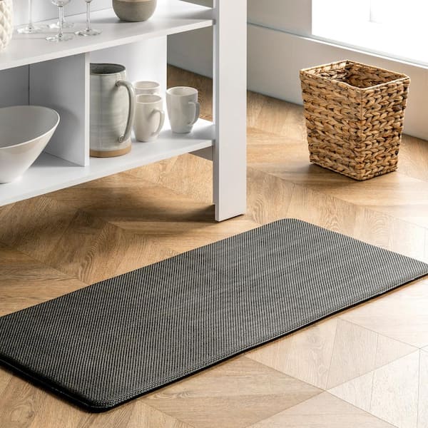 Casual Solid Anti Fatigue Kitchen or Laundry Room Dark Brown 18 in. x 30 in. Indoor Comfort Mat