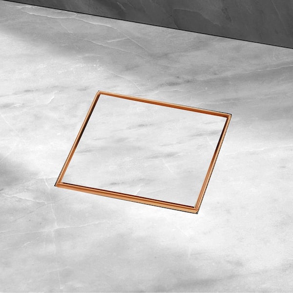 6 in. Square Stainless Steel Shower Drain with Tile Insert in Rose Gold