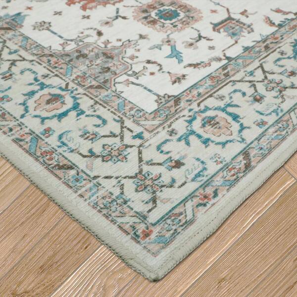 Aure Floral Chenille Beige 2 ft. x 8 ft. Polyester Runner Rug