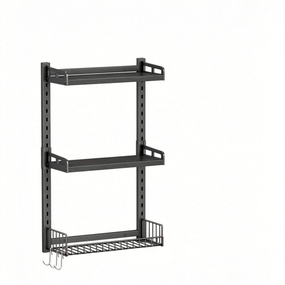 17 in. W 30.5 in. H x 7 in. D 3 Tier Bathroom Shelves Over Toilet Metal Wall Mounted Floating Shelves in Black price history on PriceWatchPro