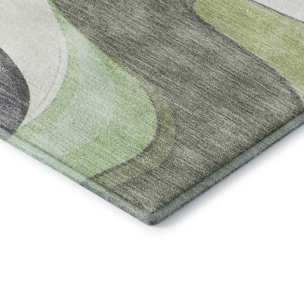Mayfield Premium Machine Washable Abstract AMF2183 Green 5 ft. x 7 ft. 6 in. Area Rug