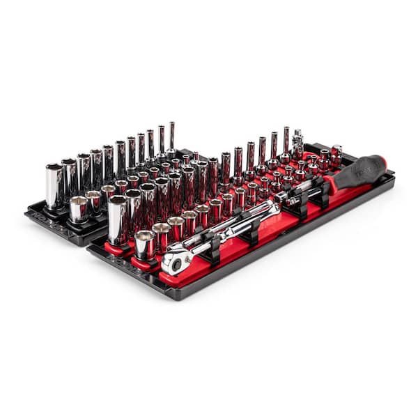 1/4 in. Drive 6-Point Socket and Ratchet Set with Rails (5/32 in.-9/16 in., 4 mm-15 mm) (57-Piece)
