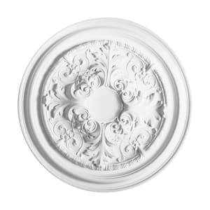 27-3/8 in. x 27-3/8 in. x 1-7/8 in. Foliage and Flowers Primed White Polyurethane Ceiling Medallion