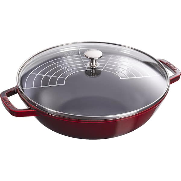 Staub Cast Iron, 14 in. Wok, 4.5 qt. Perfect Pan-Grenadine