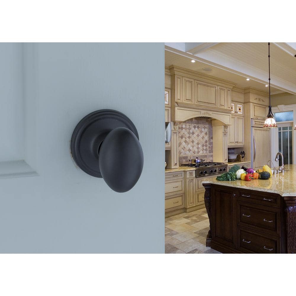 Black Brass Egg-Shaped Passage Door Knob for Hall/Closet