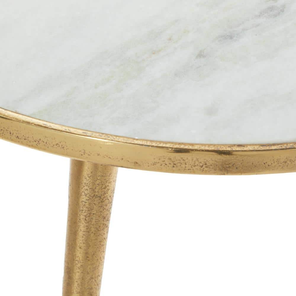 Elegant Gold & Marble Round Accent Table - 21" x 20"