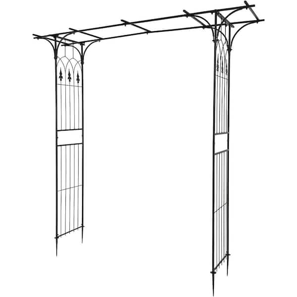 SenQWFa 82 in. Iron Garden Arbor Arch Archway Trellis for Wedding Ceremony Party Plant Climbing Christmas Decorations Black